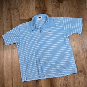 Vintage The Fox JC Penney Polo Shirt Men’s XL Blue Striped Short Sleeve 80s